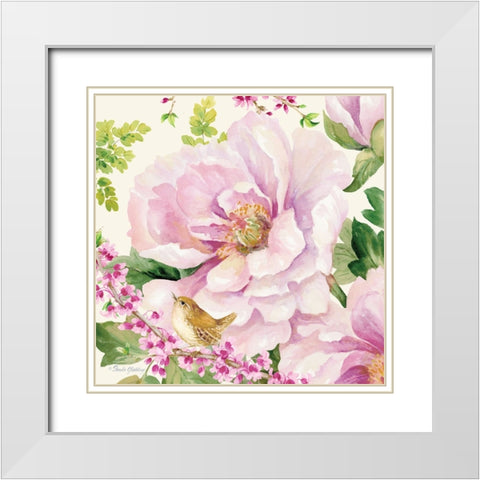 Hoh Peony II White Modern Wood Framed Art Print with Double Matting by Gladding, Pamela