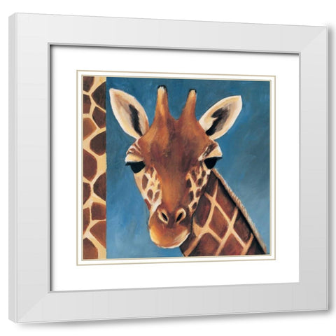 Exotic Giraffe White Modern Wood Framed Art Print with Double Matting by Gamel, Tara