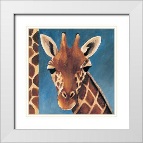 Exotic Giraffe White Modern Wood Framed Art Print with Double Matting by Gamel, Tara