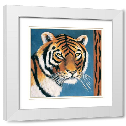 Exotic Tiger White Modern Wood Framed Art Print with Double Matting by Gamel, Tara