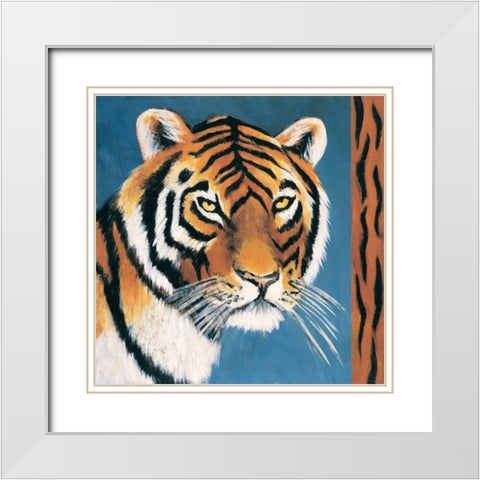 Exotic Tiger White Modern Wood Framed Art Print with Double Matting by Gamel, Tara