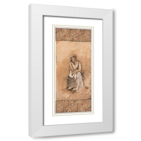 Demure II White Modern Wood Framed Art Print with Double Matting by Gamel, Tara