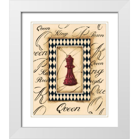 Chess Queen White Modern Wood Framed Art Print with Double Matting by Gorham, Gregory