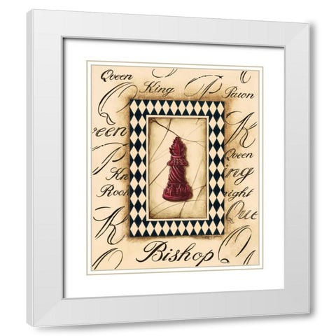 Chess Bishop White Modern Wood Framed Art Print with Double Matting by Gorham, Gregory