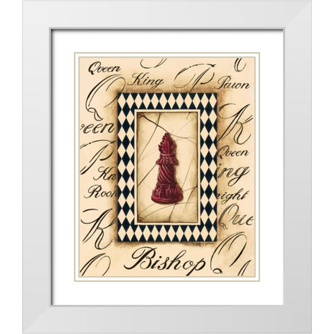 Chess Bishop White Modern Wood Framed Art Print with Double Matting by Gorham, Gregory
