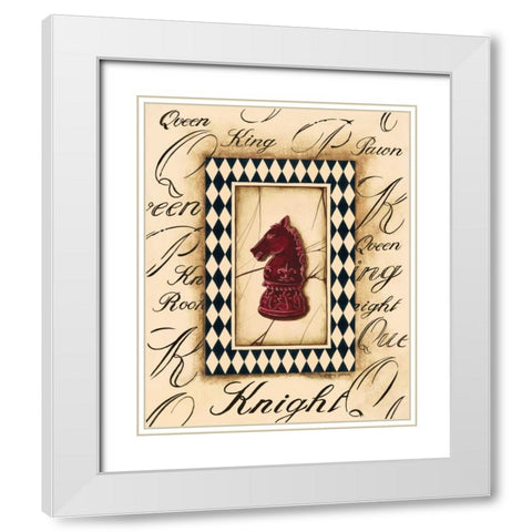 Chess Knight White Modern Wood Framed Art Print with Double Matting by Gorham, Gregory