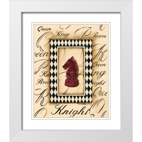 Chess Knight White Modern Wood Framed Art Print with Double Matting by Gorham, Gregory