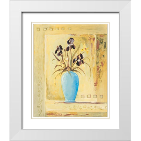 Blue Vase White Modern Wood Framed Art Print with Double Matting by Gorham, Gregory