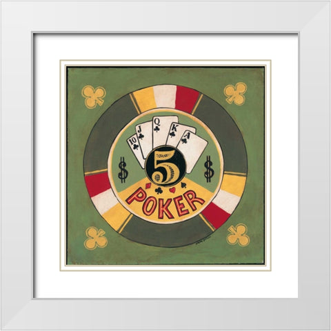 Poker - $5 White Modern Wood Framed Art Print with Double Matting by Gorham, Gregory