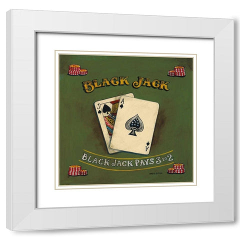 Blackjack White Modern Wood Framed Art Print with Double Matting by Gorham, Gregory