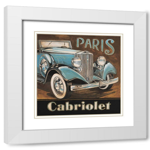 Paris Cabriolet White Modern Wood Framed Art Print with Double Matting by Gorham, Gregory