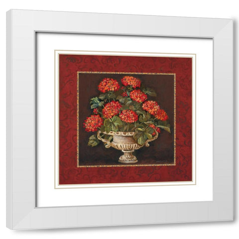 Geraniums I White Modern Wood Framed Art Print with Double Matting by Gorham, Gregory