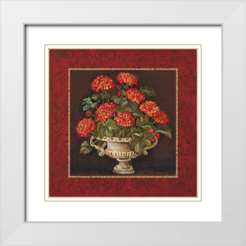 Geraniums I White Modern Wood Framed Art Print with Double Matting by Gorham, Gregory