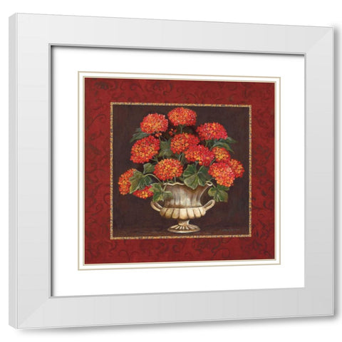 Geraniums II White Modern Wood Framed Art Print with Double Matting by Gorham, Gregory