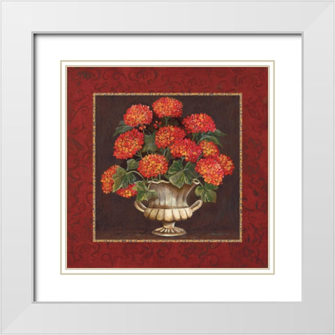 Geraniums II White Modern Wood Framed Art Print with Double Matting by Gorham, Gregory