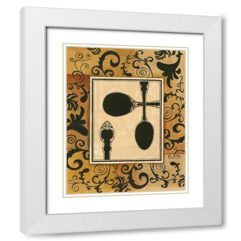 Spoons White Modern Wood Framed Art Print with Double Matting by Gorham, Gregory