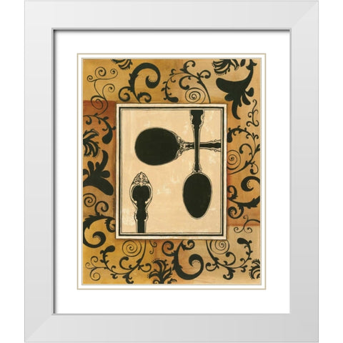 Spoons White Modern Wood Framed Art Print with Double Matting by Gorham, Gregory