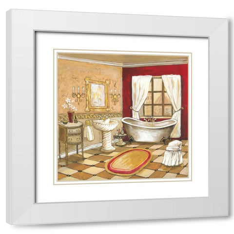 Florentine Bath White Modern Wood Framed Art Print with Double Matting by Gorham, Gregory