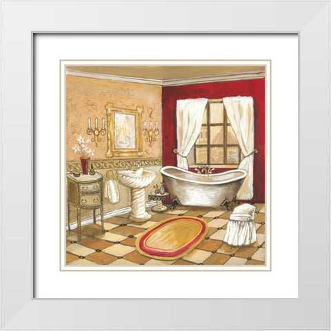 Florentine Bath White Modern Wood Framed Art Print with Double Matting by Gorham, Gregory