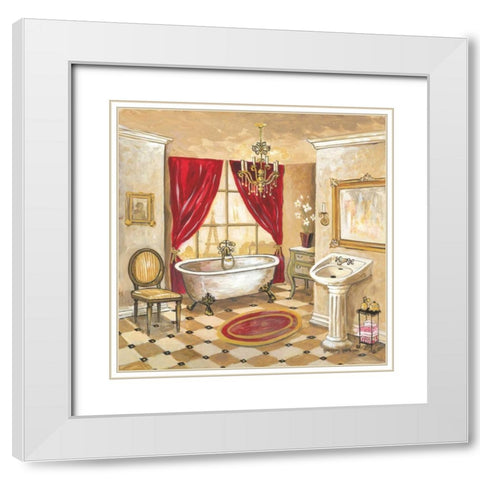 Parisian Bath White Modern Wood Framed Art Print with Double Matting by Gorham, Gregory
