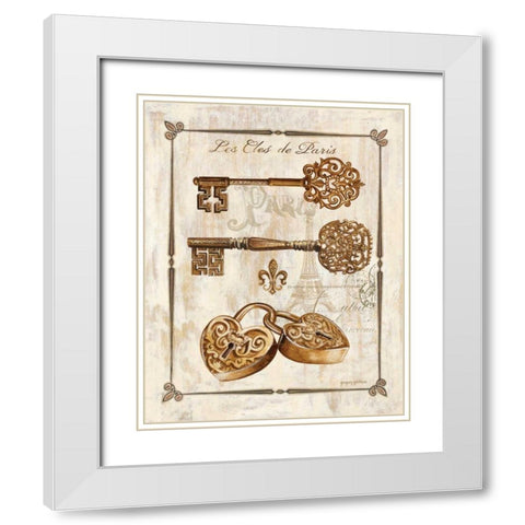 Keys to Paris I White Modern Wood Framed Art Print with Double Matting by Gorham, Gregory