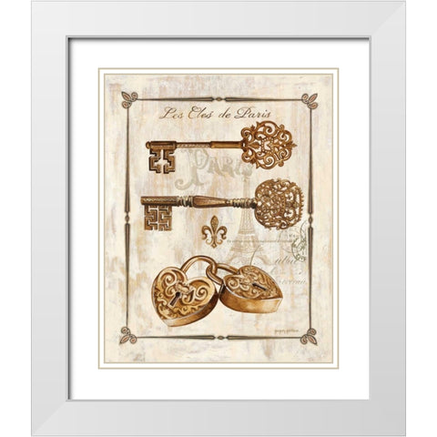 Keys to Paris I White Modern Wood Framed Art Print with Double Matting by Gorham, Gregory