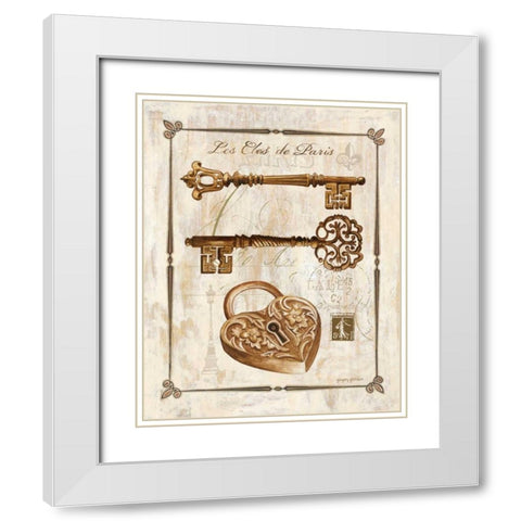 Keys to Paris II White Modern Wood Framed Art Print with Double Matting by Gorham, Gregory