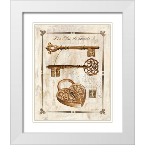 Keys to Paris II White Modern Wood Framed Art Print with Double Matting by Gorham, Gregory