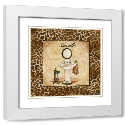 Giraffe Lavabo White Modern Wood Framed Art Print with Double Matting by Gorham, Gregory