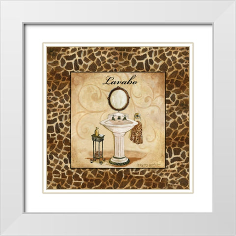 Giraffe Lavabo White Modern Wood Framed Art Print with Double Matting by Gorham, Gregory