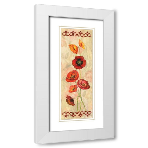 Scarlet Poppies I White Modern Wood Framed Art Print with Double Matting by Gorham, Gregory