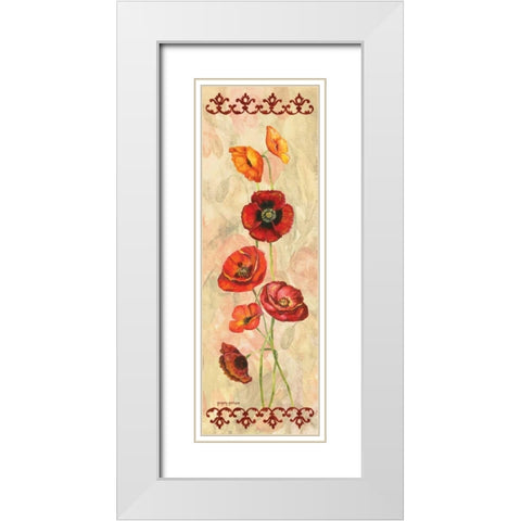 Scarlet Poppies I White Modern Wood Framed Art Print with Double Matting by Gorham, Gregory