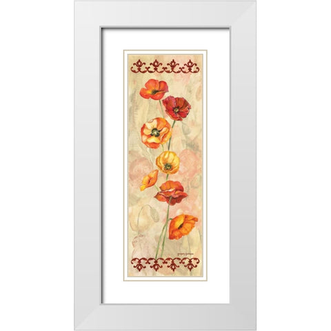 Scarlet Poppies II White Modern Wood Framed Art Print with Double Matting by Gorham, Gregory