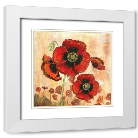 Big Red Poppies I White Modern Wood Framed Art Print with Double Matting by Gorham, Gregory