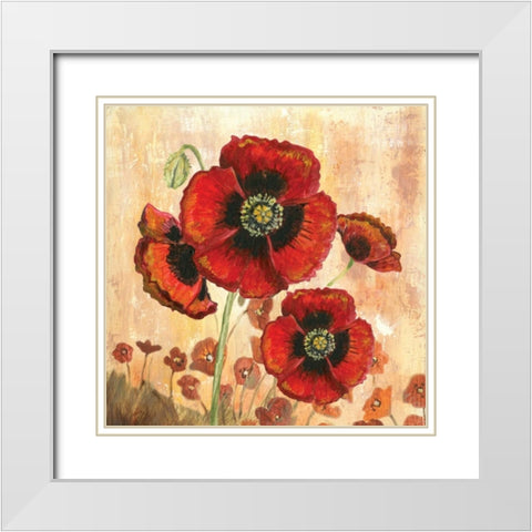 Big Red Poppies I White Modern Wood Framed Art Print with Double Matting by Gorham, Gregory