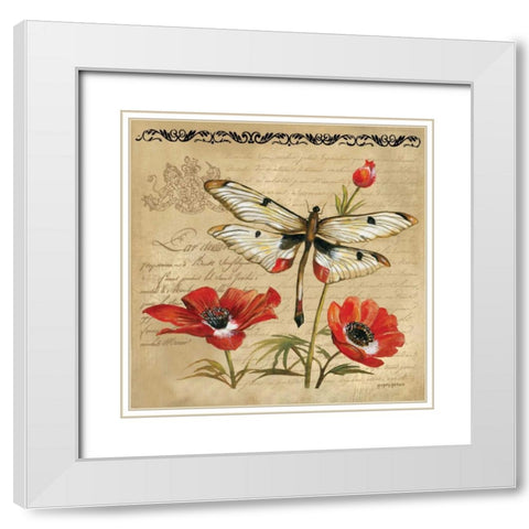 Dragonfly White Modern Wood Framed Art Print with Double Matting by Gorham, Gregory