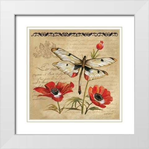 Dragonfly White Modern Wood Framed Art Print with Double Matting by Gorham, Gregory