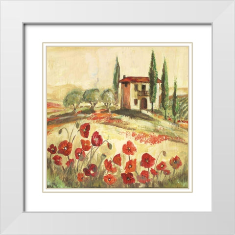Poppy Field I White Modern Wood Framed Art Print with Double Matting by Gorham, Gregory