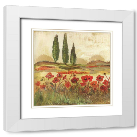 Poppy Field II White Modern Wood Framed Art Print with Double Matting by Gorham, Gregory
