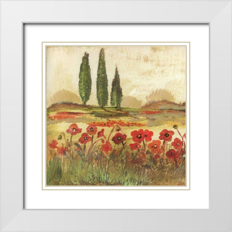 Poppy Field II White Modern Wood Framed Art Print with Double Matting by Gorham, Gregory