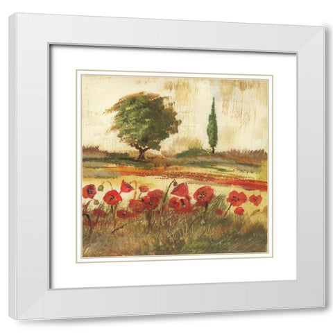 Poppy Field III White Modern Wood Framed Art Print with Double Matting by Gorham, Gregory