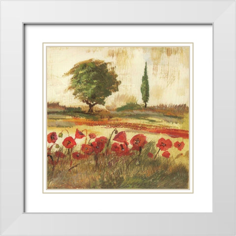 Poppy Field III White Modern Wood Framed Art Print with Double Matting by Gorham, Gregory