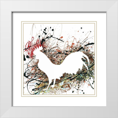 Party Rooster II White Modern Wood Framed Art Print with Double Matting by Gorham, Gregory
