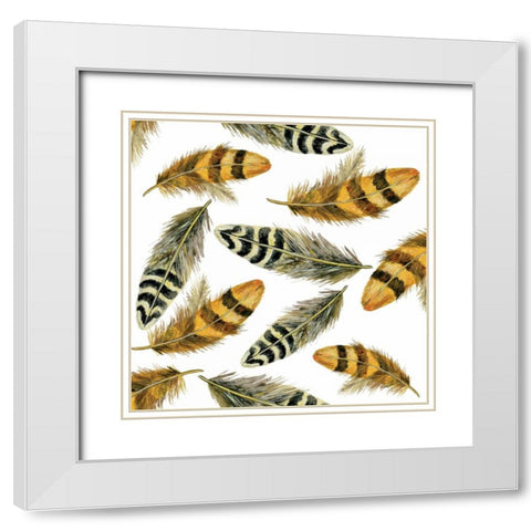 Feather Toss White Modern Wood Framed Art Print with Double Matting by Gorham, Gregory