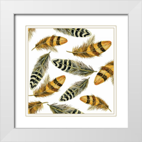 Feather Toss White Modern Wood Framed Art Print with Double Matting by Gorham, Gregory