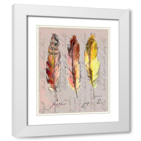 Three Feathers II White Modern Wood Framed Art Print with Double Matting by Gorham, Gregory