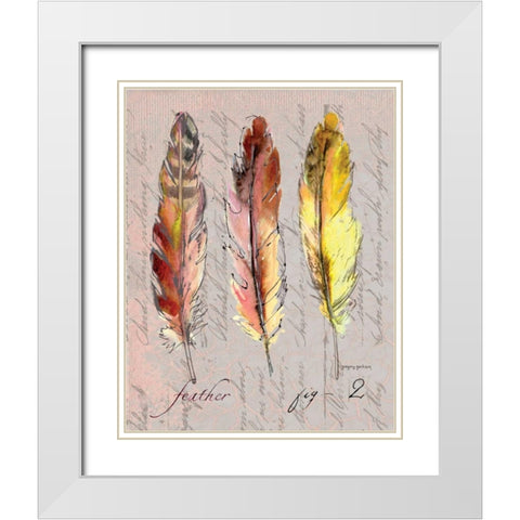 Three Feathers II White Modern Wood Framed Art Print with Double Matting by Gorham, Gregory