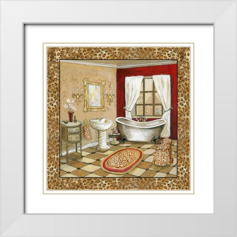 Leopard Florentine Bath II White Modern Wood Framed Art Print with Double Matting by Gorham, Gregory