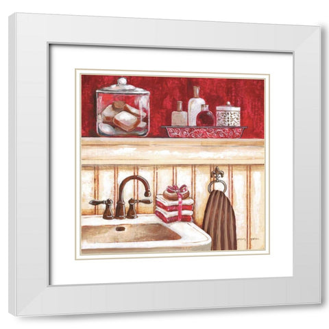 Red Bath I White Modern Wood Framed Art Print with Double Matting by Gorham, Gregory