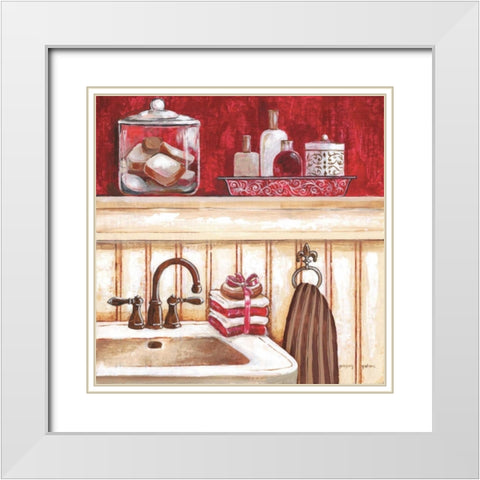 Red Bath I White Modern Wood Framed Art Print with Double Matting by Gorham, Gregory